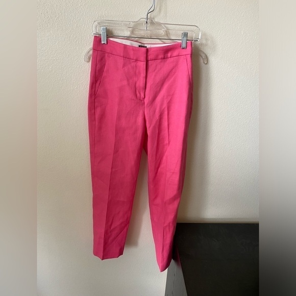 J.Crew Women’s Kate Straight Leg Linen Blend Pants Pink Size 00 Business Casual - Picture 2 of 11